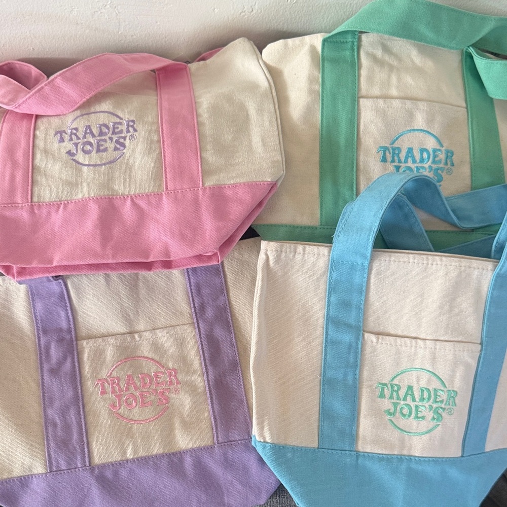 Trader Joe's Colorful Canvas Tote Bags
